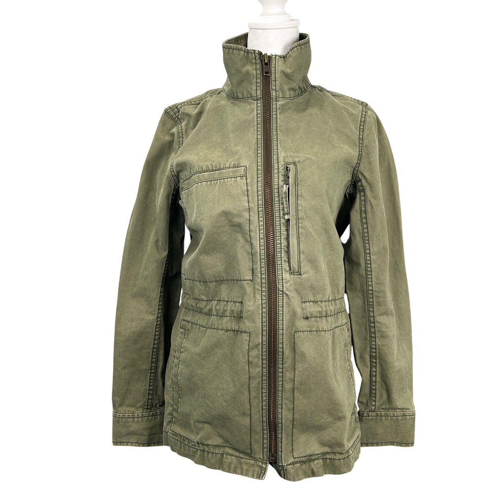Madewell Field Jacket Funnel Neck Womens Small Olive Green Utility Zip Up